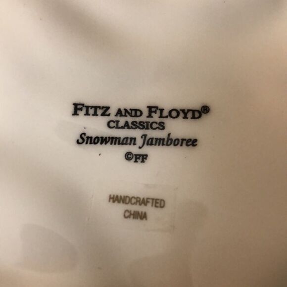 Vintage Fitz & Floyd Classics Snowman Jamboree Dish Canape Plate 9” x 8” holiday - Picture 4 of 4